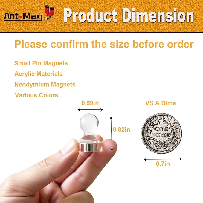 Ant Mag Magnetic Push Pins, 10 Pack Strong Whiteboard Magnets - Image 2