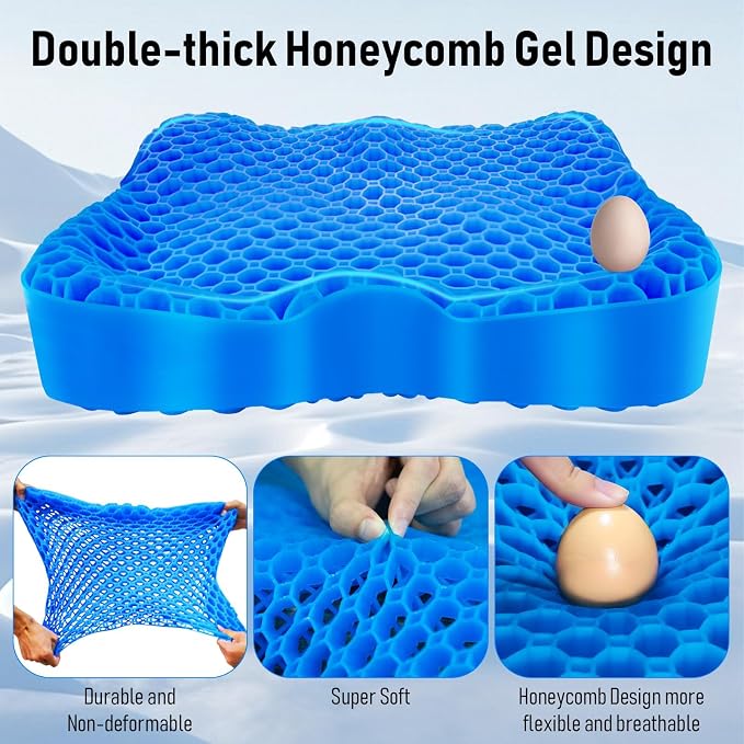 Cooling Gel Seat Cushion, Thickened Big Breathable Honeycomb Design Absorbs - Image 3