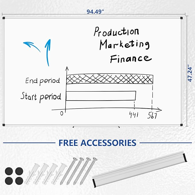 XBoard Magnetic Dry Erase Board 96 x 48 Inches Wall-Mounted, Aluminum Frame - Image 3