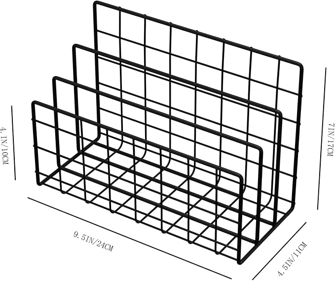 3-Slot Metal Mesh Desk Mail Organizer, Letter Sorter File Holder - Image 5