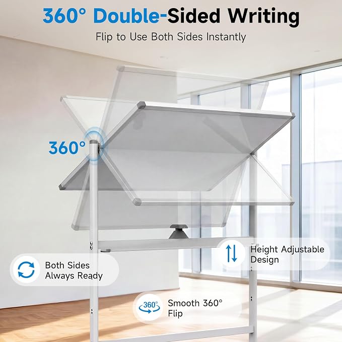 Rolling Whiteboard 48"x36" Magnetic Dry Erase Board - Image 7