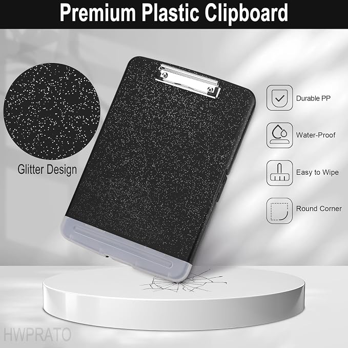 HWPRATO Glitter Clipboard with Storage, Clip Boards 8.5x11 with Pen Holder - Image 7