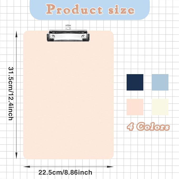 4 Pack Plastic Clipboards Multiple Colors Clip Boards - Image 2