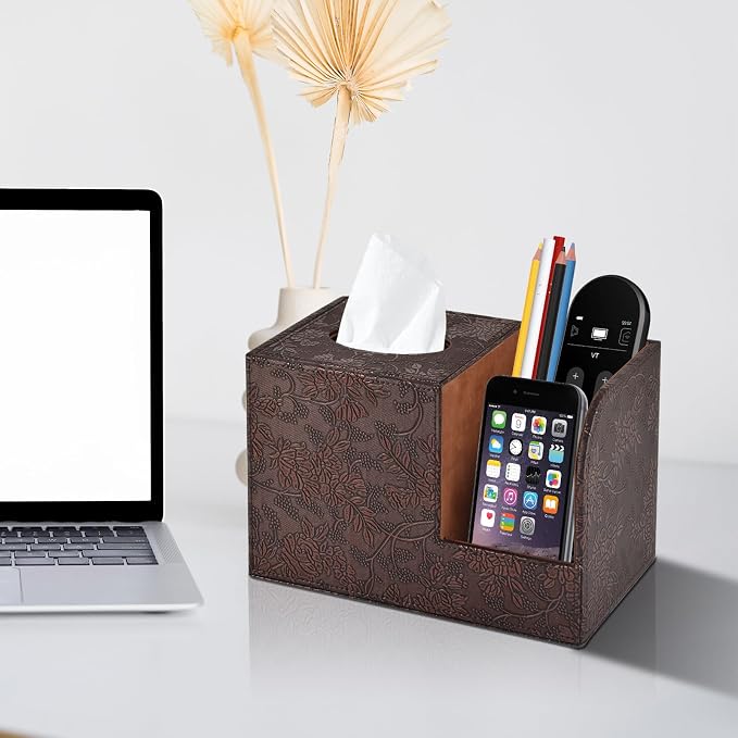 PU Leather Tissue Box Cover Square Tissue Holder Tissues Box Organizer - Image 3