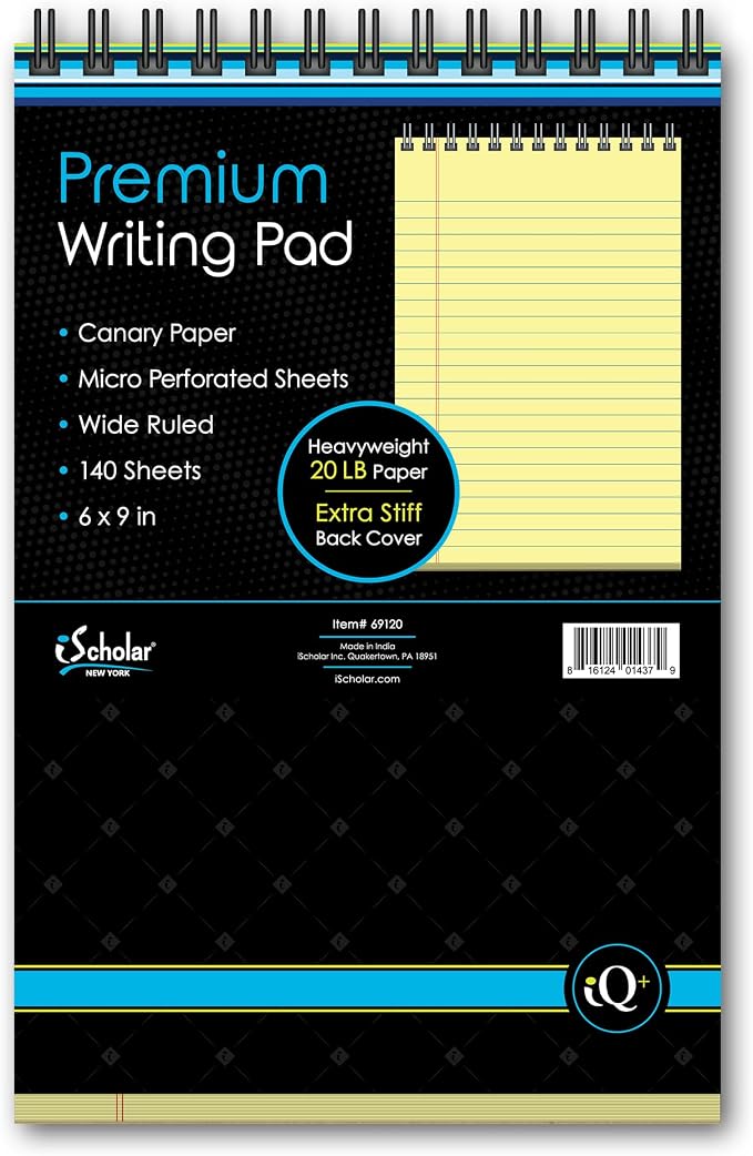 iScholar iQ+ Premium Writing Pad, 140 Sheets, Double-Wire by iScholar