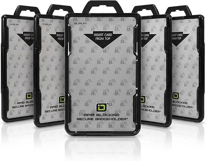 ID Stronghold - Pack of 5 - RFID Blocking Secure Badge Holder - Duolite 2 Card by IDStronghold