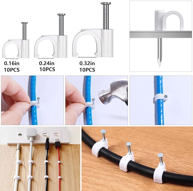 ELII 327 PCS Cable Management Kit 4 Cable Cable Sleeves, 65 Cable Clips - Image 7