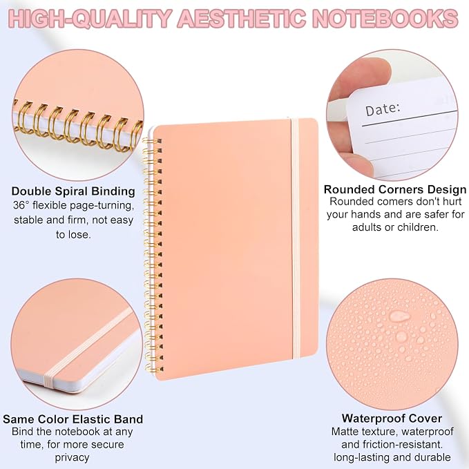 Utron Spiral Notebook For Women & Men, 5.9 x 8.3” College Ruled Notebook For - Image 3