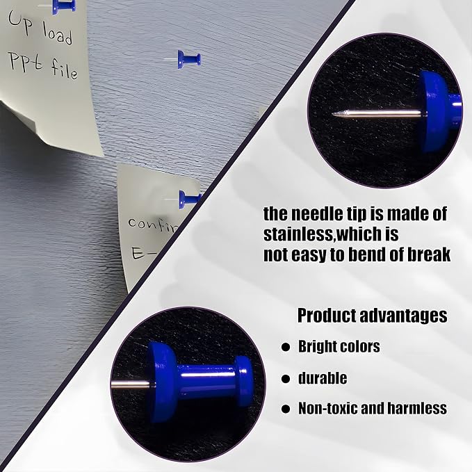 VAPKER Push Pins Tacks 120Pcs Solid Blue Thumb Tacks Larger Size Pin Map Tacks - Image 3