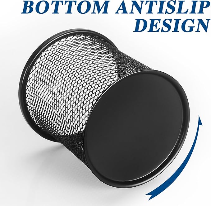 Tamaki Pen Holder Cup for Desk, Wire Mesh Pencil Cup Holder for Desk Office Pen Organizer (Black)-DeskLoop Office