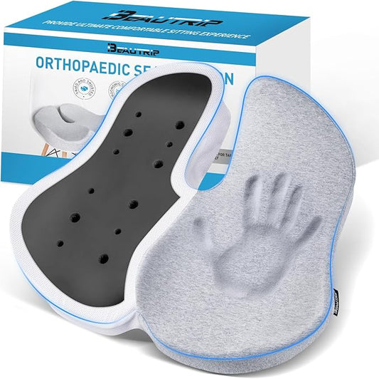 BEAUTRIP Seat Cushion Charcoal Memory Foam Cushion for Office Desk Chair, Car Driving Seat - Sciatica, Tailbone & Back Pain Relief Donut Butt Pillow - Seat Pad for Elderly, Drivers, Office Workers-DeskLoop Office