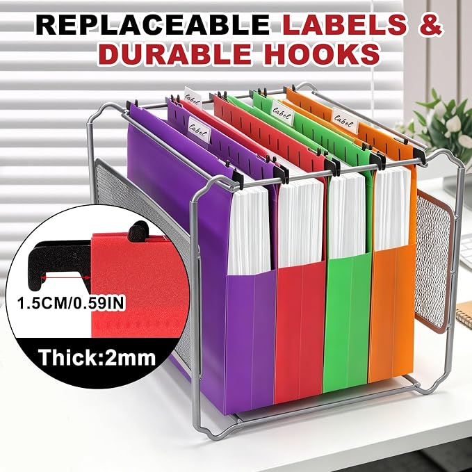 Navona 5 Pack Plastic Hanging File Folders, Letter Size | Heavy Duty 2" - Image 5