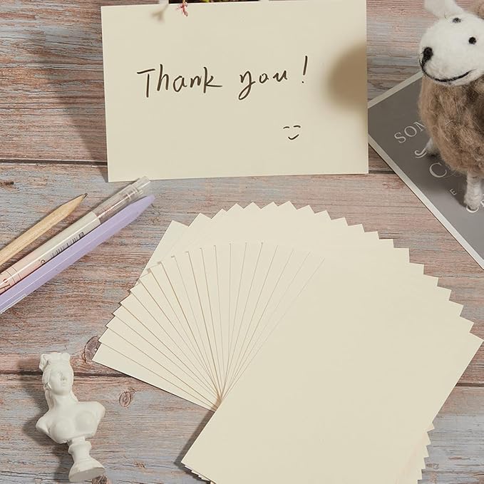 100 Pack Thick Paper Cardstock Blank Heavy Cards Stock for Invitations, Greeting Cards Making, Postcards, Photos, 250GSM Thick Paper (Cream, 4x6 inches)