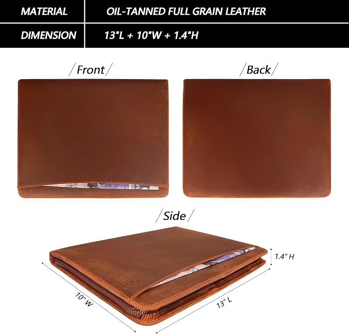 JinRuiKJ Leather Portfolio for Men, Business Portfolio Binder for A4/Pad - Image 3