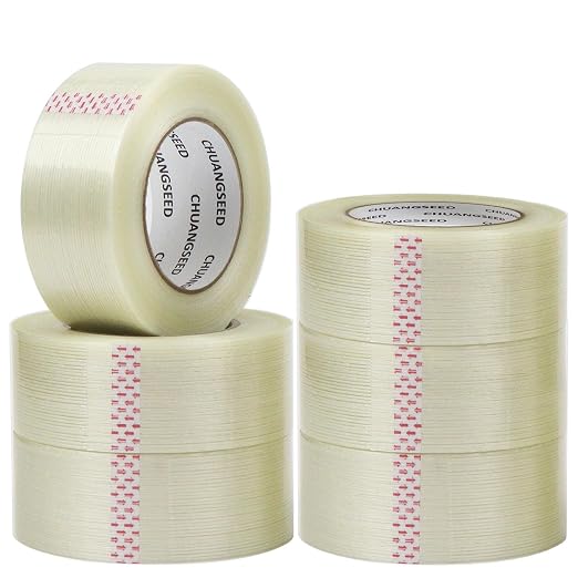 CHUANGSEED 6-Pack Mono Filament Strapping Tape 6.2mil x 2Inch x 60yds Commodity by CHUANGSEED