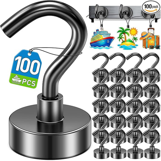 100 Pack Magnetic Hooks for 2026 Cruise Cabins Beach Vacation 30lbs+ Heavy Duty by MUKFIRM
