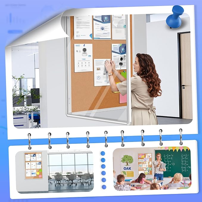 Magula 36"x24" Enclosed Bulletin Board Tamper-Proof Dispaly Case, Aluminium - Image 7