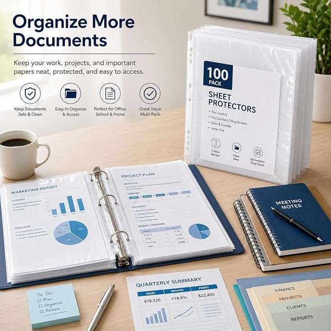 Standard Sheet Protectors, 9.25 x 11.22 Inches, Top Loading Document Sleeves - Image 8