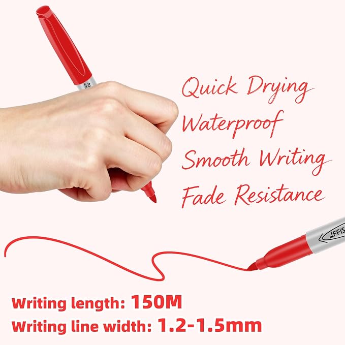 Red Permanent Marker, Fine Point Markers Quick Drying, Fade Resistant, No Smear - Image 11