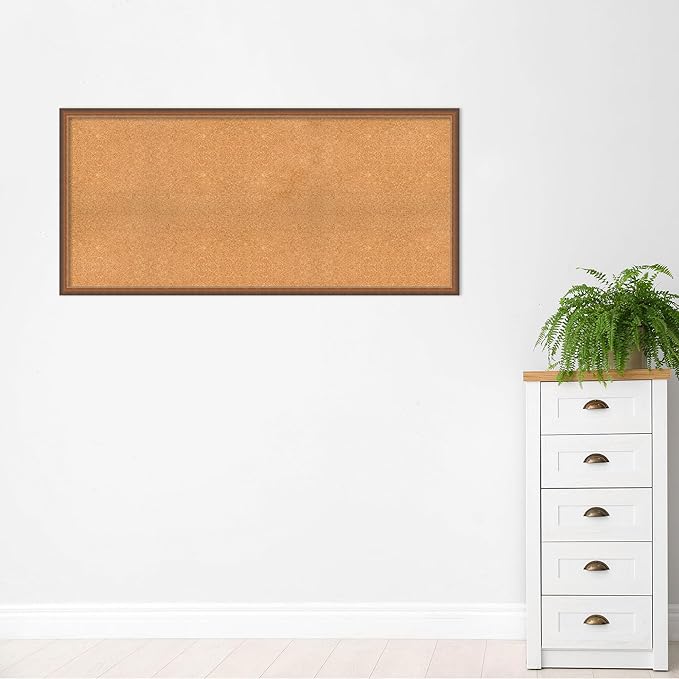 Amanti Art Natural Cork Board for Wall, 28x60 Vision Board with Bronze Frame, Oversize Corkboard Office Decor for Home Organization, Modern Corkboard Pinboard to Display Items for Home Organization-DeskLoop Office
