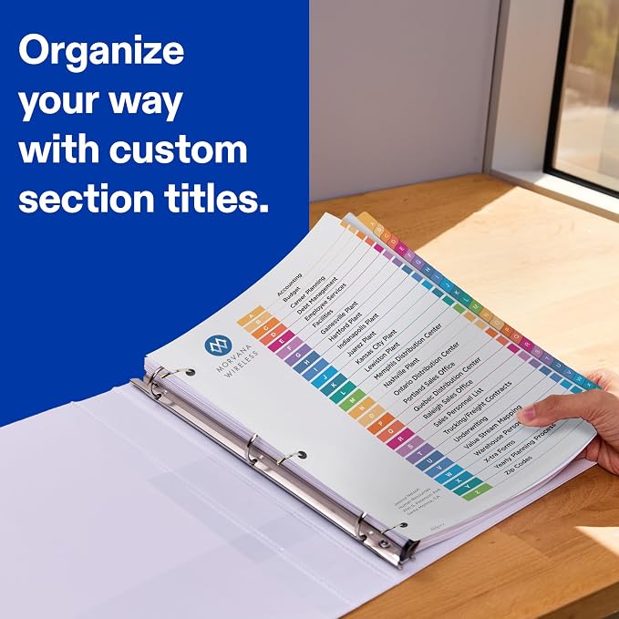 Avery A-Z Dividers for 3 Ring Binders, 26 Tabs per Set, Customizable Table of - Image 2