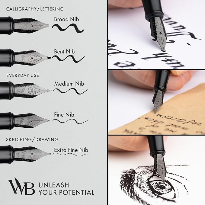 Wordsworth & Black Fountain Pen Set, Medium Nib, Includes 24 Pack Ink Cartridges - Image 5