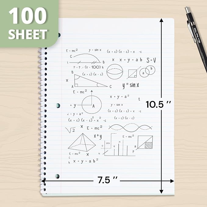 ONAVIA 1 Subject Spiral Notebook College Ruled 5 Pack, 140 Pages, 8 x 10.5 in - Image 2