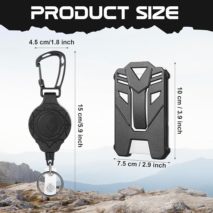 2 Set Retractable Badge Holders Heavy Duty Carabiner Badge Reel Retractable - Image 2