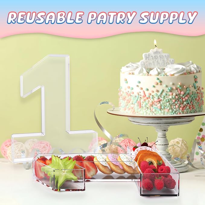 11" Acrylic Number Charcuterie Box, Reusable Fillable Alphabet Number Shaped - Image 5
