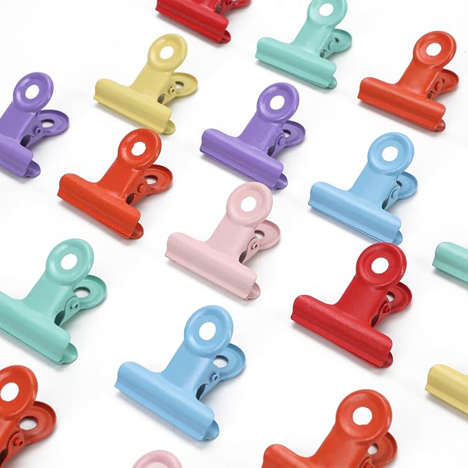 Colored Bulldog Paper Clips, 28 Pack Small 30mm Metal Mini Binder Clips – - Image 3