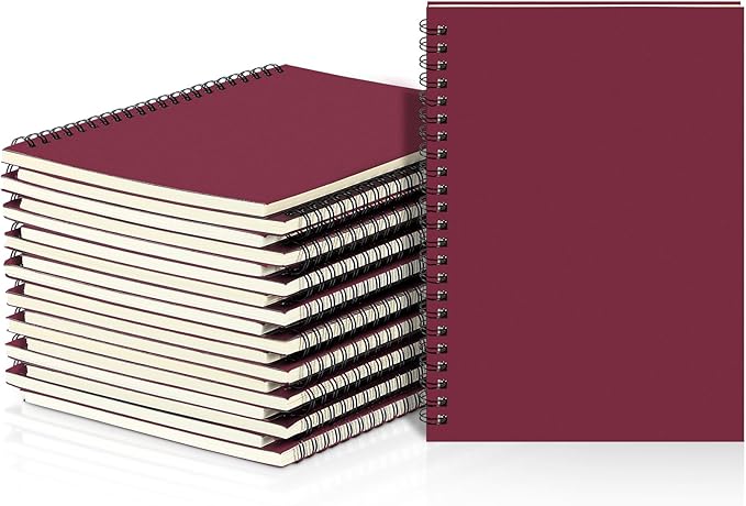 Yahenda 18 Pcs Spiral Notebook Bulk A5 Journal Lined 8.3'' x 5.5'' Writing Composition Paper Small Notepad Subject Notebook for Students Office Business Back to School Supplies (Wine Red)-DeskLoop Office