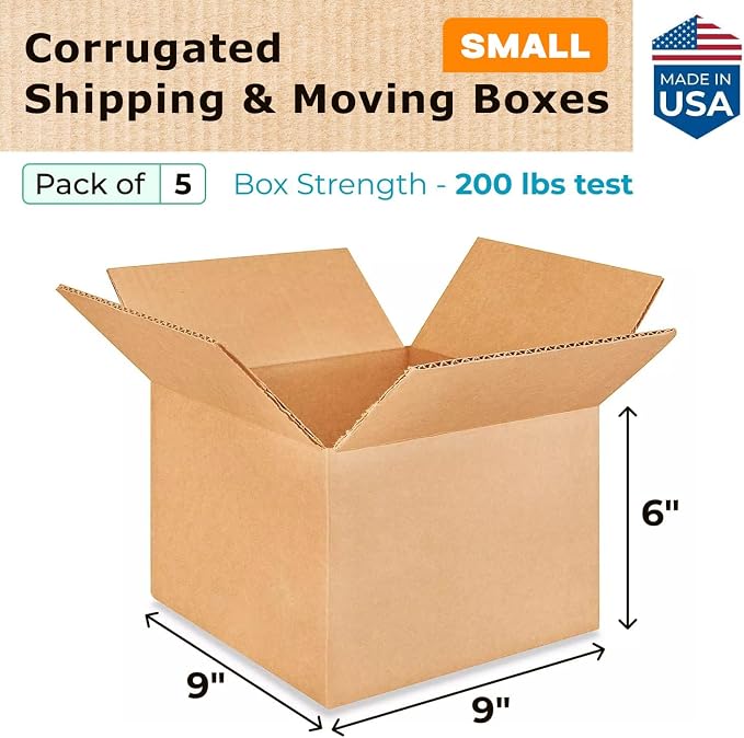Small Moving & Shipping Boxes 9 x 9 x 6 inches - Image 2