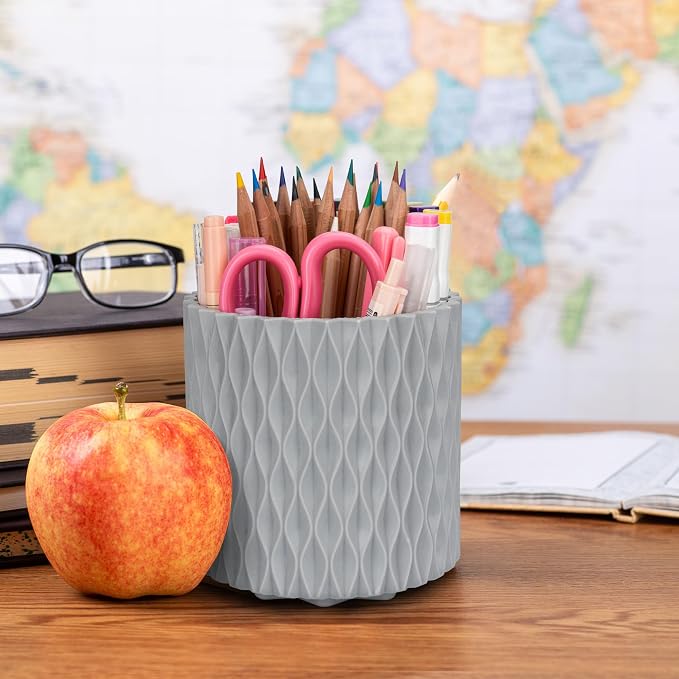 Pencil Holder - 360° Rotation, 5 Slot Desk Supplies - Image 4