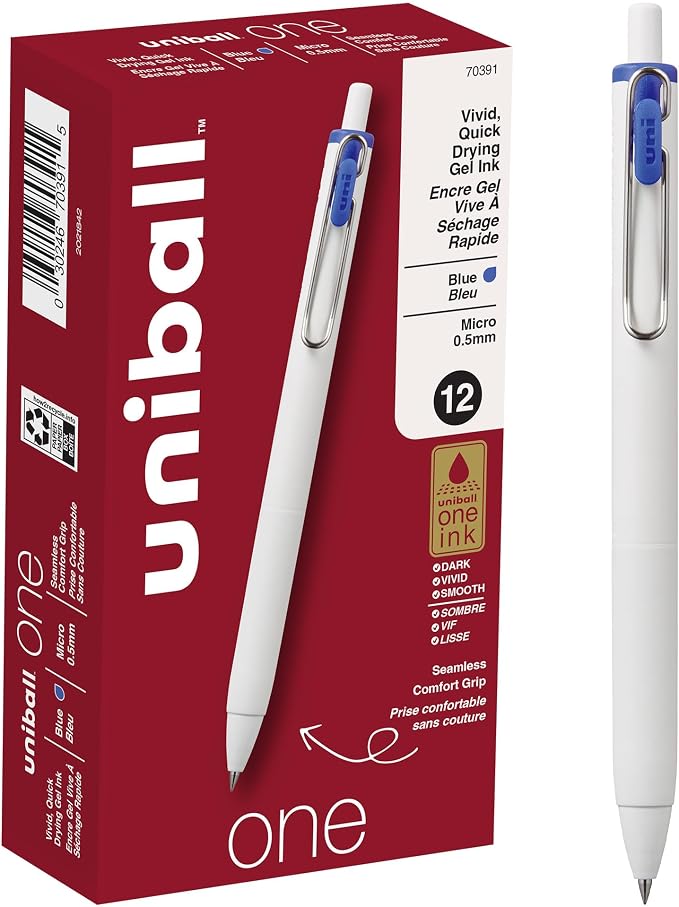 uniball one Retractable Gel Pens, Micro Point, 12 Pack by uni-ball