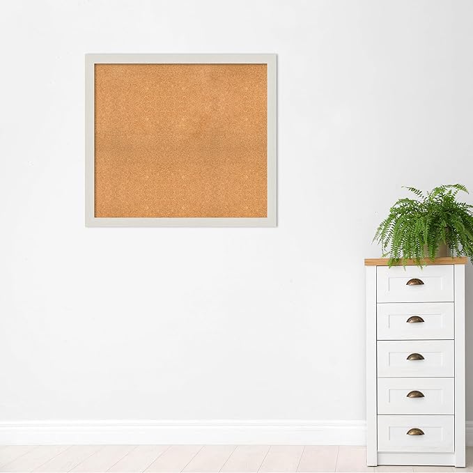 Amanti Art Natural Cork Board for Wall, 37x41 Vision Board with White Frame, Oversize Corkboard Office Decor for Home Organization, Country Rustic Corkboard Pinboard to Display Items for Home-DeskLoop Office