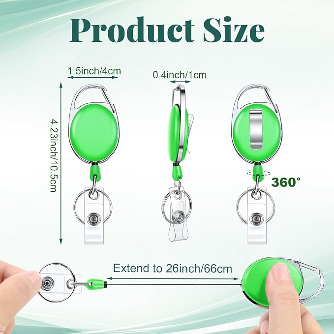 Honoson 20 Pcs Heavy Duty Retractable Badge Reels Batch ID Badge Holder - Image 3