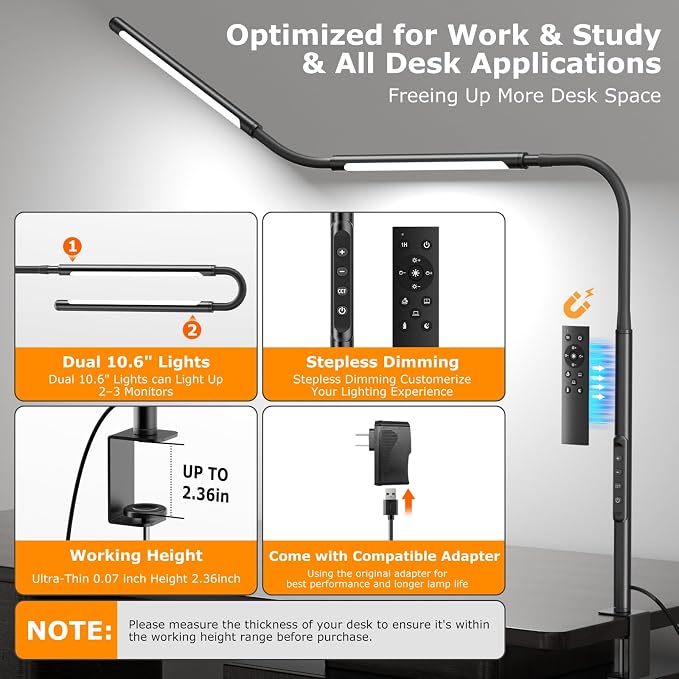 LED Desk Lamp for Home Office, Eye-Caring Desk Light - Image 5