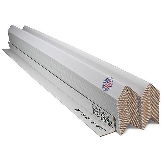 IDL Packaging - CEP-48-M Cardboard Edge Protector 2” X 2” X 48”, Pack of 50 – V-Board Reinforced Cardboard Corners for Shipping – White Kraft Cardboard Corners for Packing – Moving Corner Protectors-DeskLoop Office