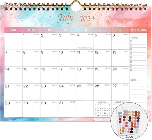 Lbylyhxc 2024-2025 Calendar - Includes July 2024 to December 2025-18 Monthly Wall Calendar 2024-2025, 11 x 8.5 Inches.Thick Paper with Julian Dates and Block for New Year and Christmas Presents (2024-2025 wall calendar colorful)