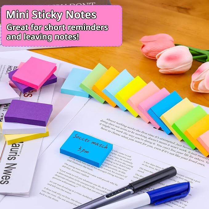 60 Pack Sticky Notes 1.5x2 in, Small Self Stick Note, 12 Color Mini Sticky - Image 5
