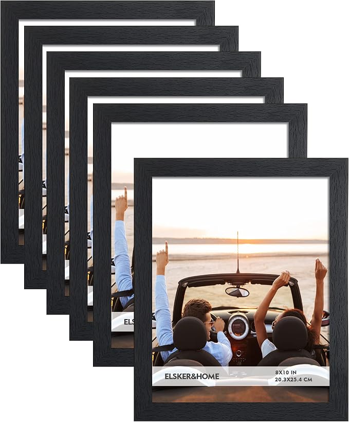 ELSKER&HOME 8x10 Picture Frame Black Set of 6 Glass | Multi Photo Frames Collage by ELSKERHOME
