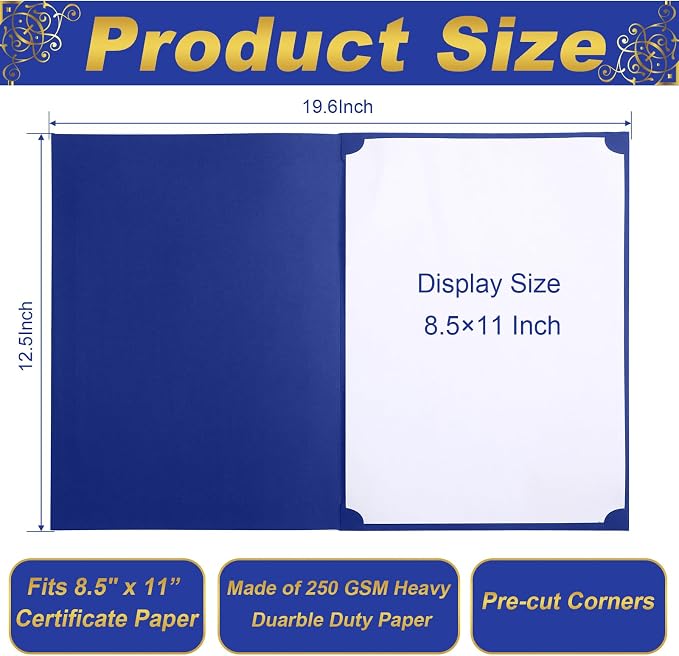 Fainne 120 Pack Certificate Holders Bulk, Diploma Covers Gold Foil Border - Image 2
