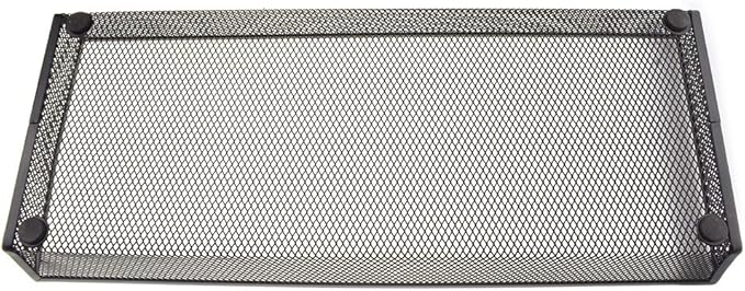 HAHIYO Stackable Mesh Tray Cup 15 x 6 x 2 inches Sturdy Container for Desk Drawer Organizer Collection for Home Office School kitchen Soft Foam Feet No Sharp Edges 1 Pack Black-DeskLoop Office