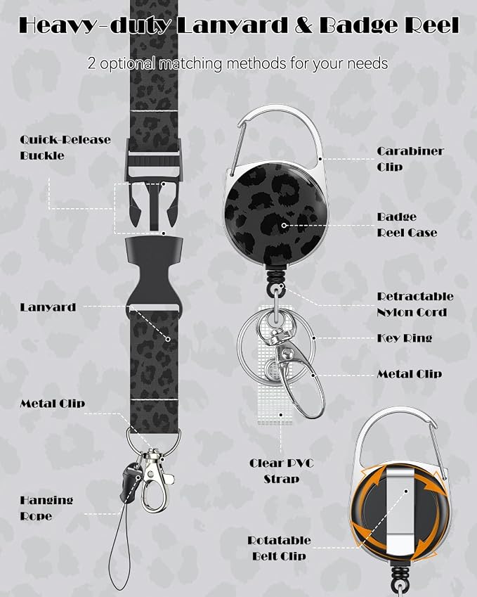 Uniclife Fashionable Sliding Badge Holder Black Leopard Print - Image 4