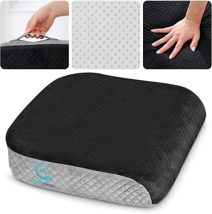 Large Seat Cushion Memory Foam for Office Chair, Wheelchair Cushions, Floor by AllSettHealth