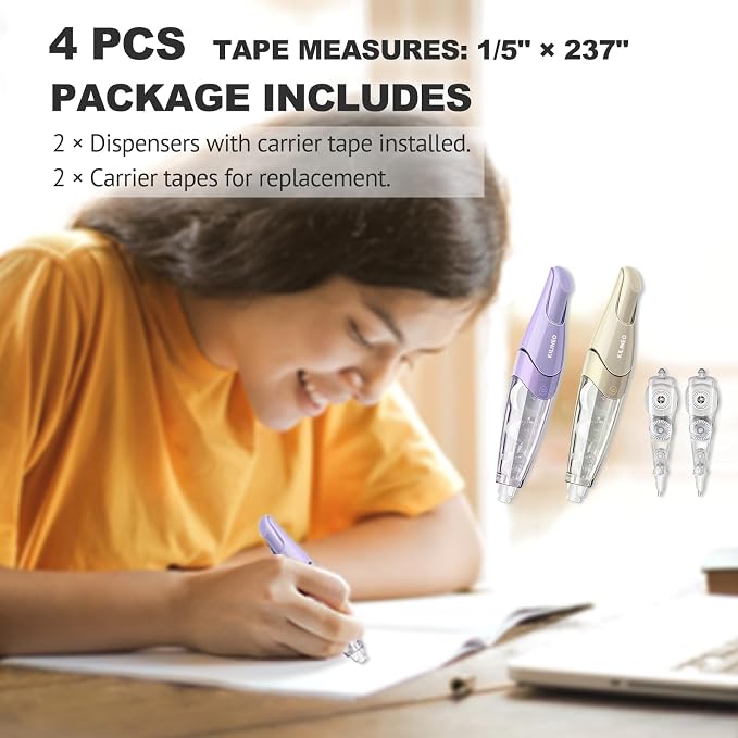 Refillable Retractable White Correction Tape, Pen Shaped White Smooth Pull Out - Image 6