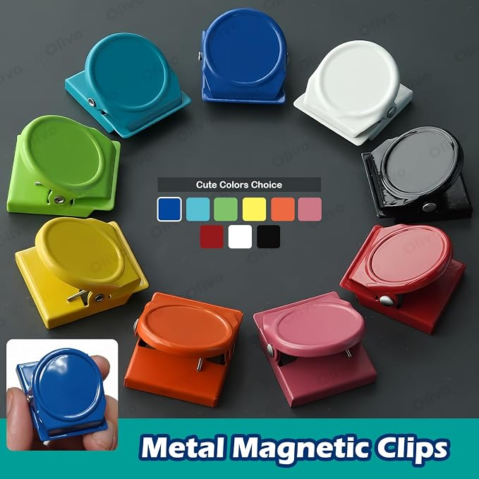 9 Pack Magnetic Clips for Classroom Whiteboard Refrigerator Fridge, 9 Colors - Image 2