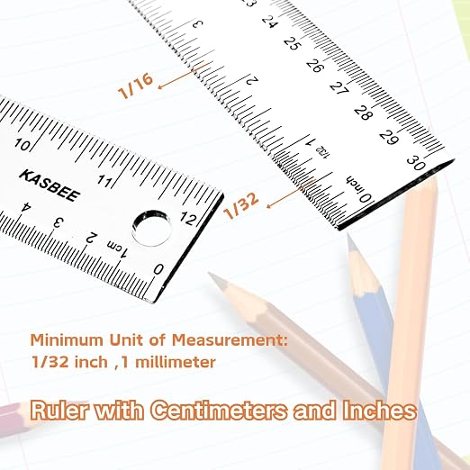 Plastic Ruler 12 inch, Centimeters, Millimeters, Straight Measuring Tools - Image 2
