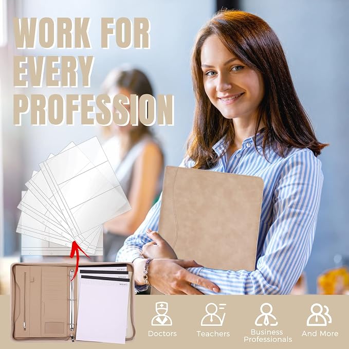 3-Ring Padfolio Portfolio Binder Organizer, PU Leather Folder Binder Business - Image 6
