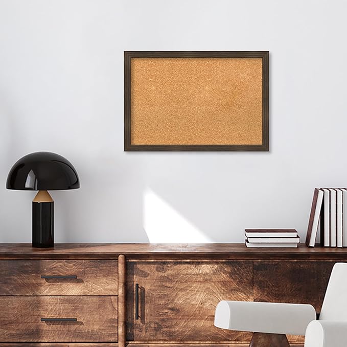 Amanti Art Natural Cork Board for Wall, 18x26 Vision Board with Brown Wood Frame, Medium Corkboard Office Decor for Home Organization, Casual Corkboard Pinboard to display items for home organization-DeskLoop Office
